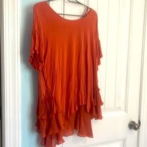 Rust colored ruffle top